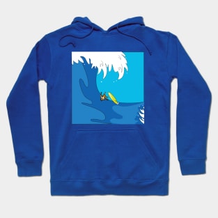 falling surfer in big wave Hoodie